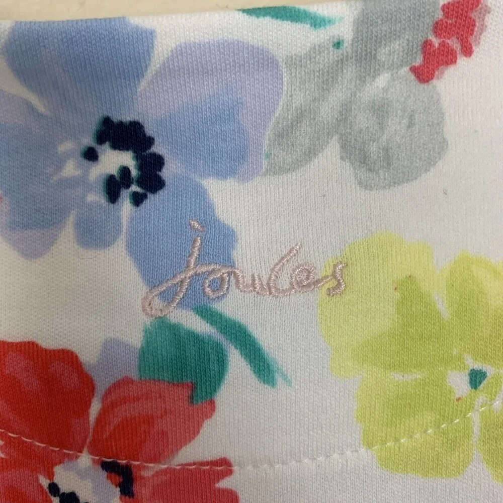 Joules Short Sleeve Knit Dress Floral White Colorful Preppy Girls 9-12 Months - Picture 8 of 13
